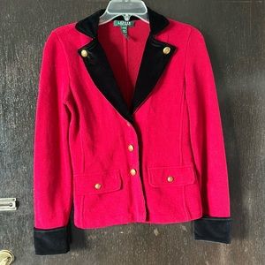 Lauren Ralph Lauren Petites cardigan sweater velvet collar.